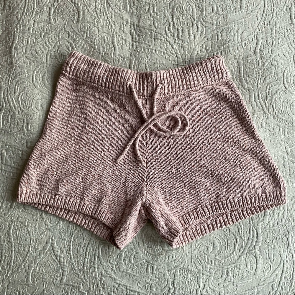 Women’s Mid-Rise Lounge Shorts 100% Cotton Knit Drawstring Beige Shorts XS